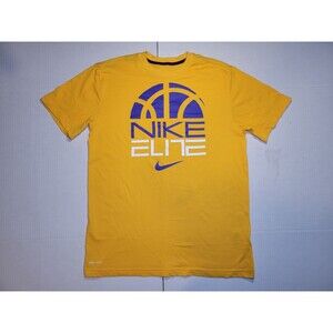 Nike Elite Swoosh‎ Dri-Fit Yellow Blue Basketball Workout Crew Neck Mens Medium